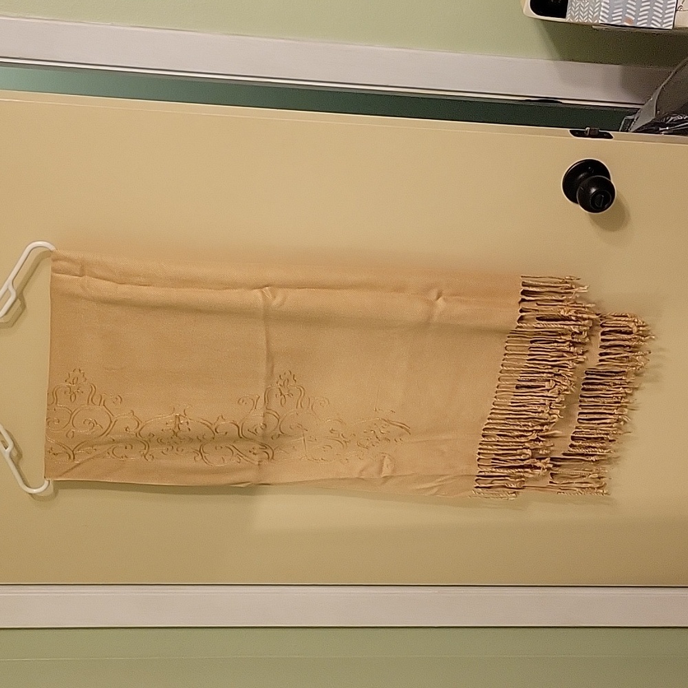 Muted gold 56 x 60 inch throw or table covering.